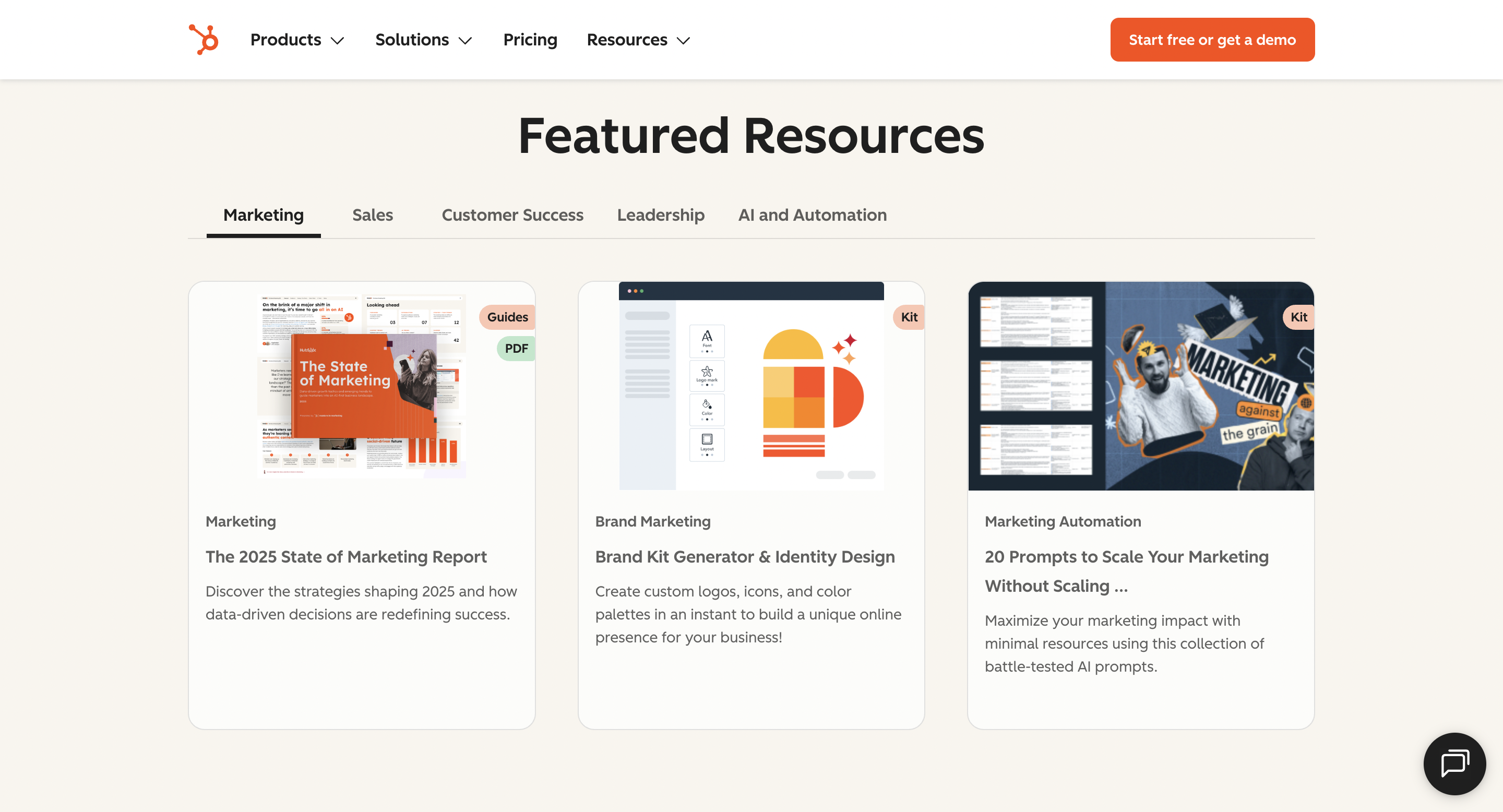 Website chuyên nghiệp, phong phú nội dung của HubSpot